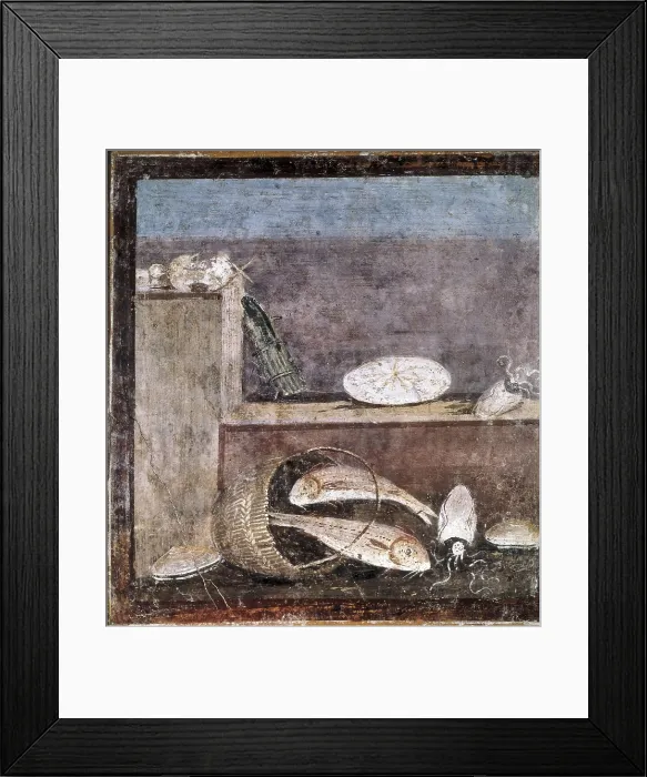 Framed Print : Still Life with Fishes. 1st c. Roman art. Early Empire. Fresco. ITALY. Perugia. National Archaeological Museum of Umbria. Proc: ITALY. Pompeii