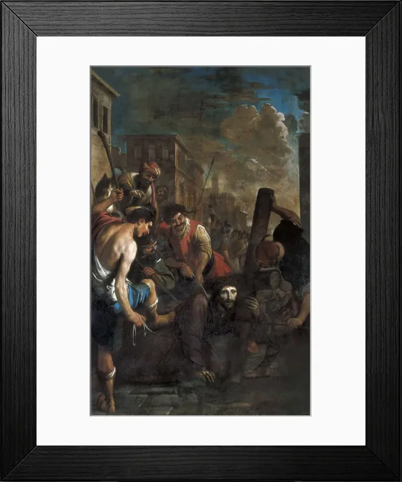 Framed Print : VILADOMAT i MANALT, Antoni (1678-1755). The First Fall of Jesus. 1722-1737. SPAIN. Matar. Basilica of Saint Mary. Third Station of Via Crucis. Baroque art. Oil Framed Print : VILADOMAT i MANALT, Antoni (1678-1755). The First Fall of Jesus. 1722-1737. SPAIN. Matar. Basilica of Saint Mary. Third Station of Via Crucis. Baroque art. Oil