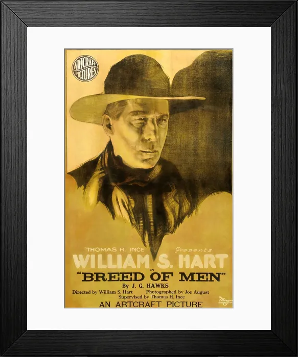 Framed Print : BREED OF MEN, William S. Hart on poster art, 1919