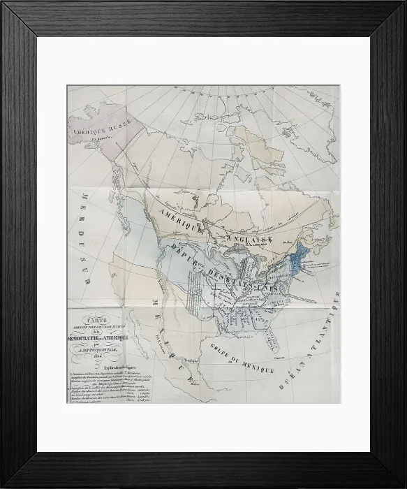 Framed Print : TOCQUEVILLE, Alexis de (1805-1859). 'The Democracy in America', edition of 1854. Map from North America. AISA / Everett Collection**US SALES ONLY**