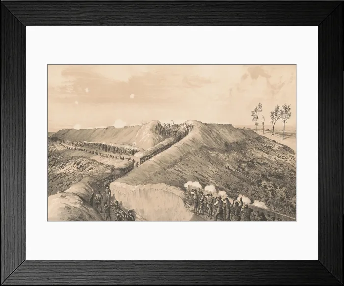 Framed Print : US Civil War, Vicksburg Campaign, Jan. 8-July 4, 1863. At center is the fight in the crater of Fort Hill, after the underground explosion, June 25, 1863 Framed Print : US Civil War, Vicksburg Campaign, Jan. 8-July 4, 1863. At center is the fight in the crater of Fort Hill, after the underground explosion, June 25, 1863