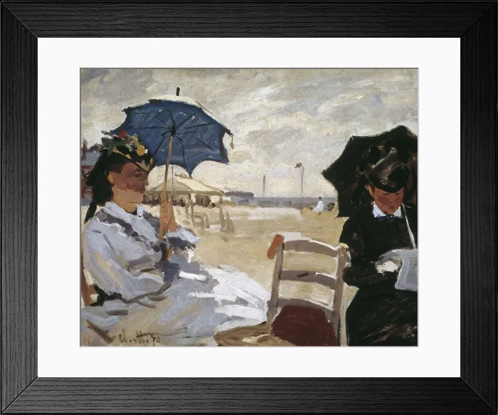 Framed Print : MONET, Claude (1840-1926). The Beach at Trouville. 1870. This painting is one of five beach scenes produced by Monet in the summer of 1870