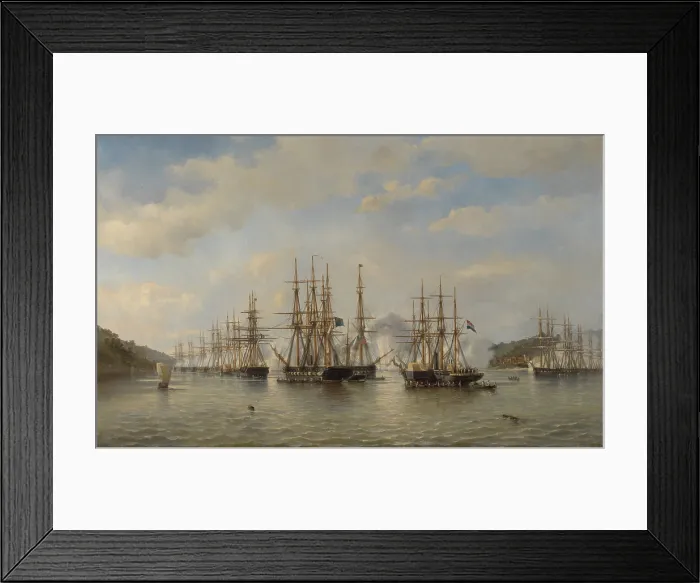 Framed Print : Dutch, English, French and American Squadrons in Japanese Waters during the Expedition, Sept. 1864, by Jacob van Heemskerck, 1864, Dutch painting, oil on canvas