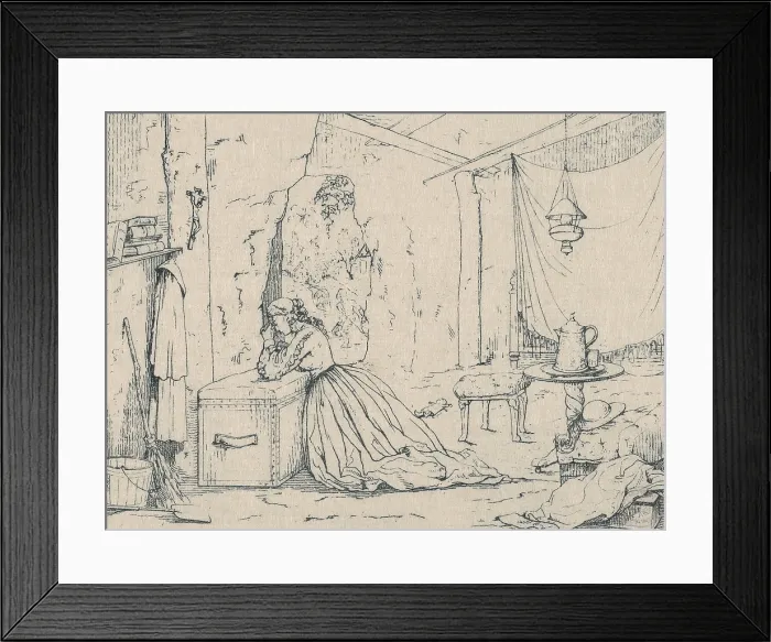 Framed Print : CAVE LIFE IN VICKSBURG DURING THE SIEGE, by Adalbert John Volck, etching, 1863