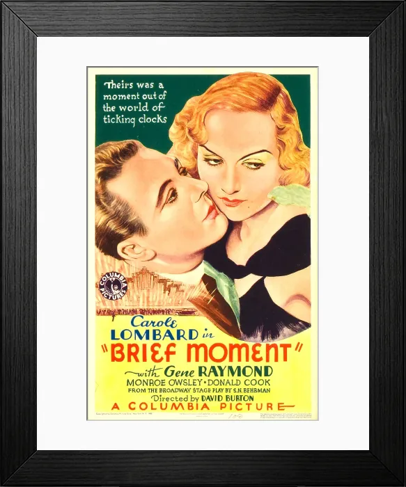 Framed Print : BRIEF MOMENT, from left: Gene Raymond, Carole Lombard on midget window card, 1933