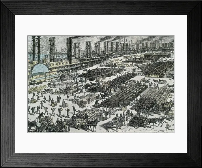Framed Print : New Orleans (1881). Wharf on Mississippi river. Etching. AISA / Everett Collection**US SALES ONLY** Framed Print : New Orleans (1881). Wharf on Mississippi river. Etching. AISA / Everett Collection**US SALES ONLY**