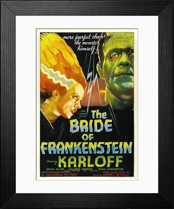 Framed Print : THE BRIDE OF FRANKENSTEIN, from left: Elsa Lanchester, Boris Karloff, 1935
