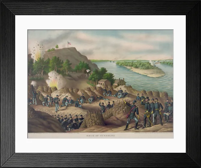 Framed Print : US Civil War, Vicksburg Campaign, Jan. 8-July 4, 1863. Unsuccessful assault of the Union 13th, 15th, & 17th Corps on Stockade Redan on the north Vicksburg defenses, May 19, 1865
