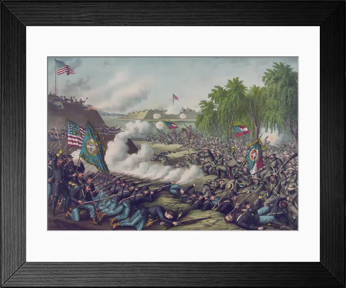 Framed Print : US Civil War, 2nd Battle of Corinth, Mississippi, Oct. 3-4, 1862. Union and Confederate soldiers combat, is joined by artillery batteries in the distance Framed Print : US Civil War, 2nd Battle of Corinth, Mississippi, Oct. 3-4, 1862. Union and Confederate soldiers combat, is joined by artillery batteries in the distance