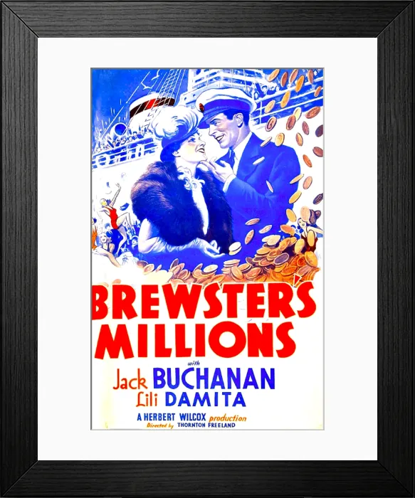 Framed Print : BREWSTER'S MILLIONS, US poster art, from left: Lili Damita, Jack Buchanan, 1935