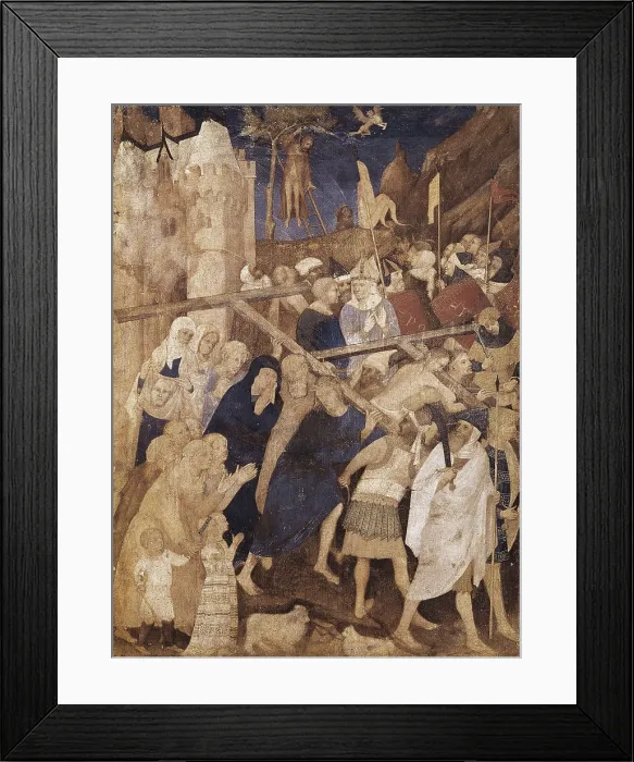 Framed Print : JACQUEMART de Hesdin (1384-1411). Christ Carrying the Cross. 1409. Miniature on vellum glued on canvas. From the Book of Hours of the Duke du Berry. Renaissance art Framed Print : JACQUEMART de Hesdin (1384-1411). Christ Carrying the Cross. 1409. Miniature on vellum glued on canvas. From the Book of Hours of the Duke du Berry. Renaissance art