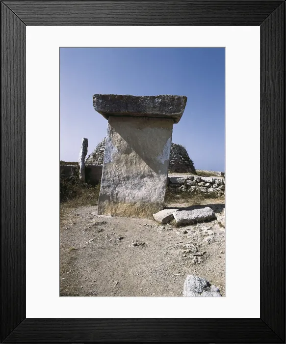 Framed Print : SPAIN. BALEARES. MENORCA. Taula de Trepuc, megalithic monument of the Talayotic period III (800-450 BC). Bronze Age. Talaiotic Culture. Architecture Framed Print : SPAIN. BALEARES. MENORCA. Taula de Trepuc, megalithic monument of the Talayotic period III (800-450 BC). Bronze Age. Talaiotic Culture. Architecture