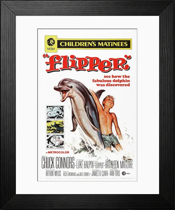 Framed Print : FLIPPER, US poster art, 1963 Framed Print : FLIPPER, US poster art, 1963
