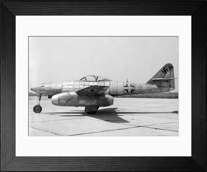 Framed Print : German Messerschmitt 262 jet-propelled plane in possession of the U.S. Air Force after World War 2. Side view. 1945. (BSLOC_2015_13_73)