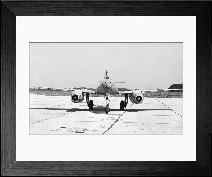 Framed Print : German Messerschmitt 262 jet-propelled plane in possession of the U.S. Air Force after World War 2. Frontal view. 1945 (BSLOC_2015_13_74)