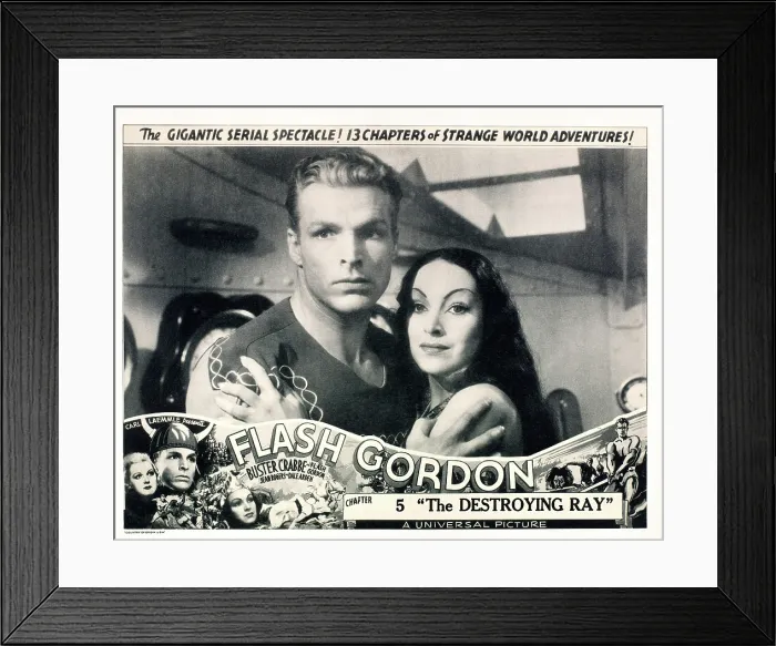 Framed Print : FLASH GORDON, Chapter 5: The Destroying Ray, from left: Buster Crabbe, Priscilla Lawson, 1936