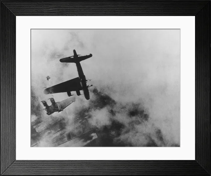 Framed Print : Boeing B-17G whose left wing fell off over Stendal, Germany, April 8, 1945