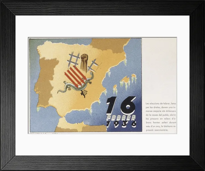 Framed Print : Spain. Second Republic (1931-1936). 16th February 1936. Poster on the victory of the Popular Front. Edited by the Comissariate of Propaganda of the Generalitat of Catalonia
