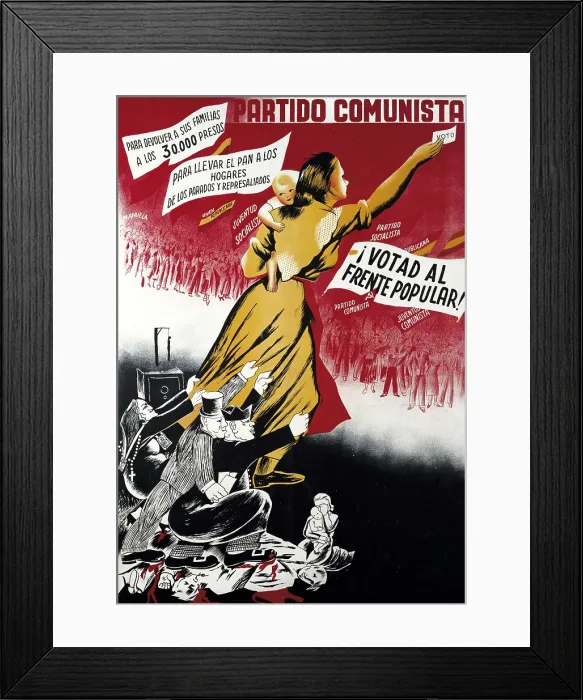 Framed Print : Spain. Second Republic (1931-1936). Poster of the Communist Party in favour of the vote for the Popular Front in the elections on 6th February 1936. SPAIN. Madrid Framed Print : Spain. Second Republic (1931-1936). Poster of the Communist Party in favour of the vote for the Popular Front in the elections on 6th February 1936. SPAIN. Madrid