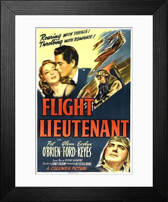 Framed Print : FLIGHT LIEUTENANT, US poster, top from left: Evelyn Keyes, Glenn Ford, bottom right: Pat O'Brien, 1942