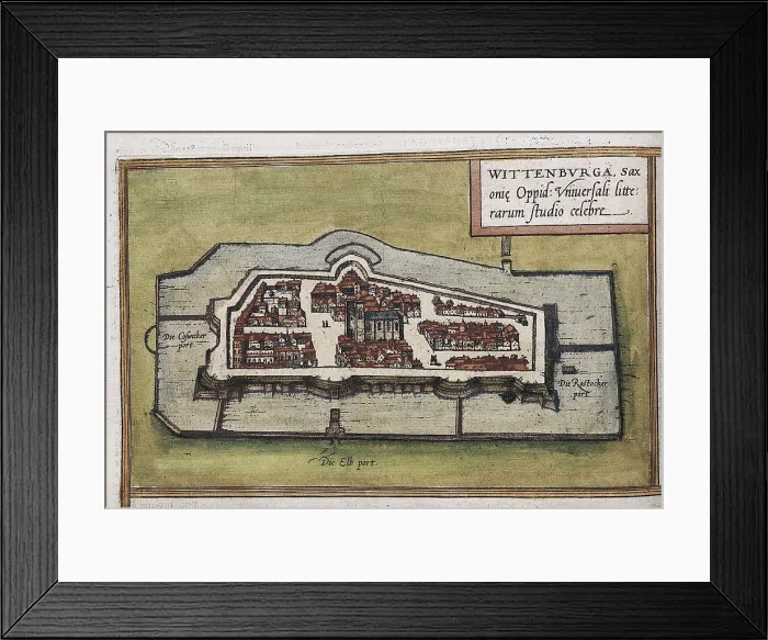 Framed Print : HOGENBERG, Franz (1535-1590). Civitatis Orbis Terrarum. 1572-1617. Wittenberg (1572). Left upper detail