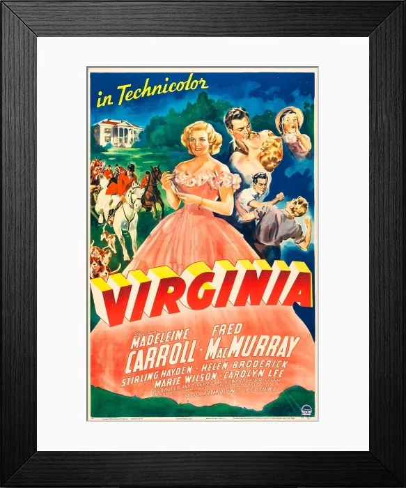 Framed Print : VIRGINIA, US poster, Madeleine Carroll (center), Fred MacMurray, Madeleine Carroll (kissing), 1941