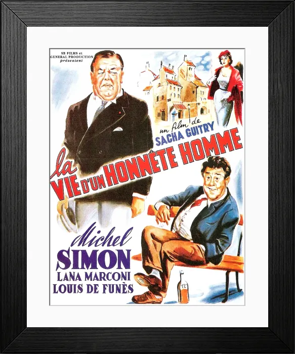 Framed Print : THE VIRTUOUS SCOUNDREL, (aka LA VIE D'UN HONNETE HOMME), French poster art, bottom right: Michel Simon, 1953 Framed Print : THE VIRTUOUS SCOUNDREL, (aka LA VIE D'UN HONNETE HOMME), French poster art, bottom right: Michel Simon, 1953