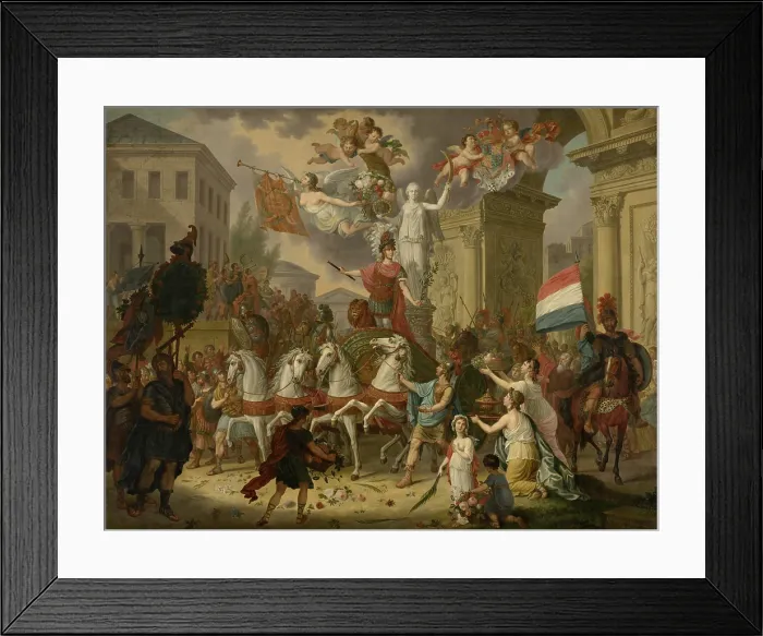 Framed Print : Allegory of the Triumphal Procession of the Prince of Orange, the Future King Willem II, as the Hero of Waterloo, 1815, Cornelis van Cuylenburgh, 1815, Dutch painting