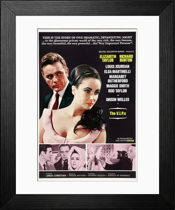 Framed Print : THE V.I.P.S, US poster art, from left, Richard Burton, Elizabeth Taylor, 1963