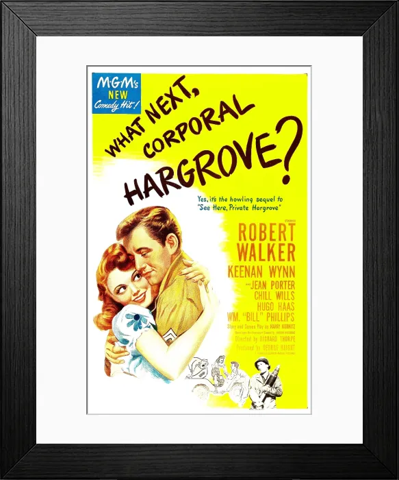 Framed Print : WHAT NEXT, CORPORAL HARGROVE?, US poster, from left: Jean Porter, Robert Walker, bottom right: Kennan Wynn, 1945