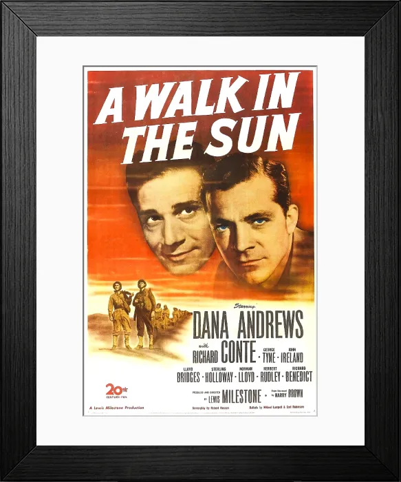 Framed Print : A WALK IN THE SUN, US poster, from left: Richard Conte, Dana Andrews, 1945. TM and Copyright 20th Century Fox Film Corp. All rights reserved. / courtesy Everett Collection