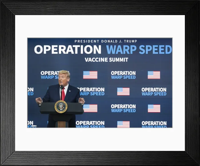Framed Print : President Donald Trump speaks to GOP leaders on Dec. 8, 2020, on Operation Warp Speed plans for coronavirus vaccine distribution (BSLOC_2021_1_9)