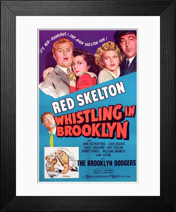 Framed Print : WHISTLING IN BROOKLYN, Red Skelton, Ann Rutherford, Jean Rogers, Rags Ragland, 1943
