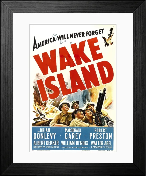 Framed Print : WAKE ISLAND, foreground from left: Macdonald Carey, Brian Donlevy, Robert Preston, 1942