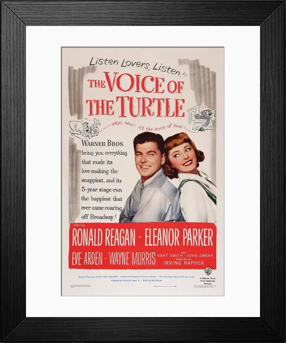 Framed Print : THE VOICE OF THE TURTLE, US poster art, from left: Ronald Reagan, Eleanor Parker, 1947