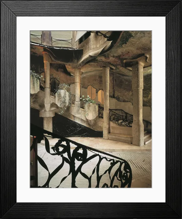 Framed Print : GAUDI i CORNET, Antoni (1852-1926). Mil House or La Pedrera. 1906-1910. SPAIN. CATALONIA. Barcelona. Mil House or 'The Quarry'. Inner courtyard and main stairway