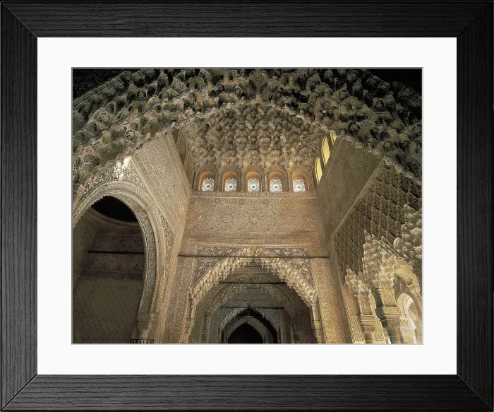 Framed Print : Alhambra. SPAIN. Granada. Alhambra. Mocarabe decoration of the Hall of the Kings or Hall of Justice. Hispano-Moresque art. Nasrid dynasty. Architecture