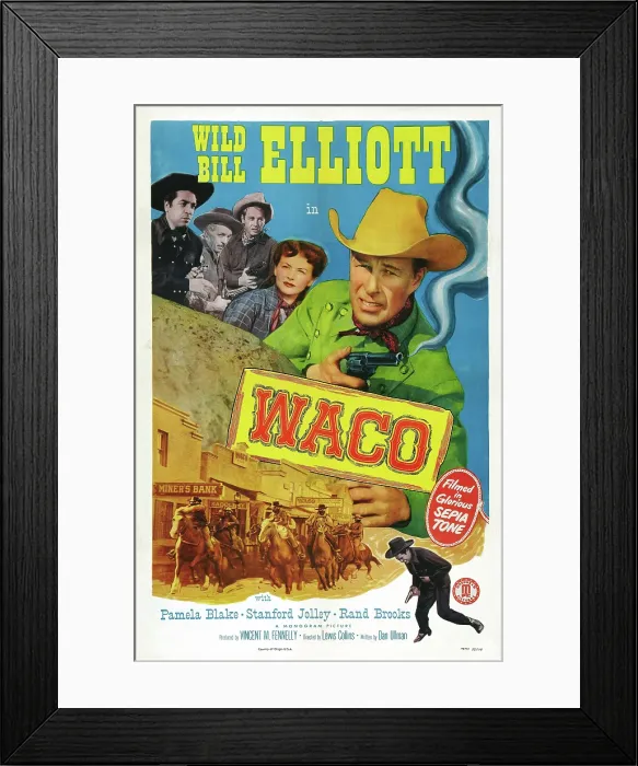 Framed Print : WACO, US poster art, from top left: Paul Fierro, I. Stanford Jolley, Rand Brooks, Pamela Blake, Bill Elliott, 1952 Framed Print : WACO, US poster art, from top left: Paul Fierro, I. Stanford Jolley, Rand Brooks, Pamela Blake, Bill Elliott, 1952