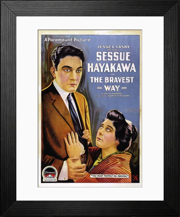 Framed Print : THE BRAVEST WAY, US poster art, Sessue Hayakawa, (left), 1918
