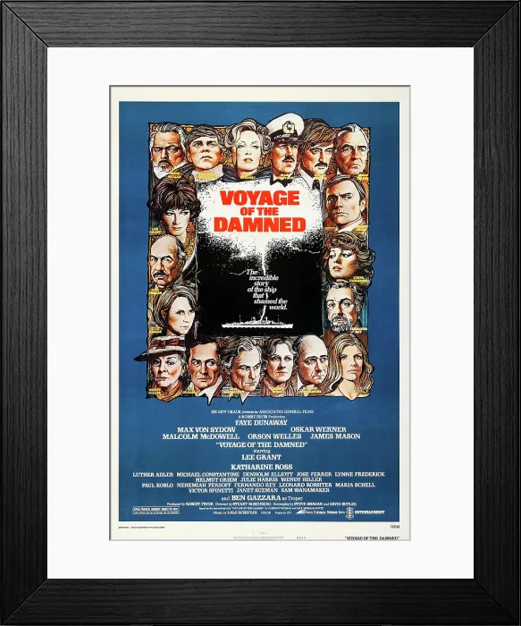 Framed Print : VOYAGE OF THE DAMNED, clockwise from top left: Orson Welles, Malcolm McDowell, Faye Dunaway, Max Von Sydow, Oskar Werner, James Mason, Helmut Griem, Lynne Frederick, Fernando Rey