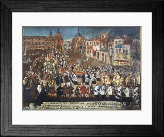 Framed Print : Spain (1741). Procession of the Virgin of Mercy in Plaza de la Cebada of Madrid (21st May) Framed Print : Spain (1741). Procession of the Virgin of Mercy in Plaza de la Cebada of Madrid (21st May)