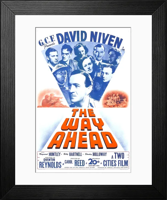 Framed Print : THE WAY AHEAD, (aka THE IMMORTAL BATALLION), US poster, David Niven (front and center), 1944. TM and copyright 20th Century Fox Film Corp