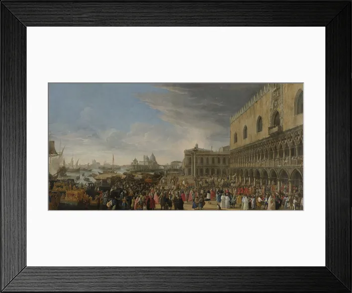 Framed Print : Entry of the French Ambassador in Venice in 1706, by Luca Carlevarijs, 1706-08, Italian oil painting, oil on canvas
