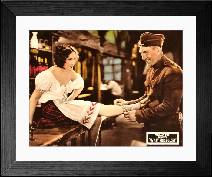 Framed Print : WHAT PRICE GLORY, l-r: Dolores Del Rio, Victor McLaglen on lobbycard, 1926, TM and Copyright 20th Century Fox Film Corp. All rights reserved. / courtesy Everett Collection