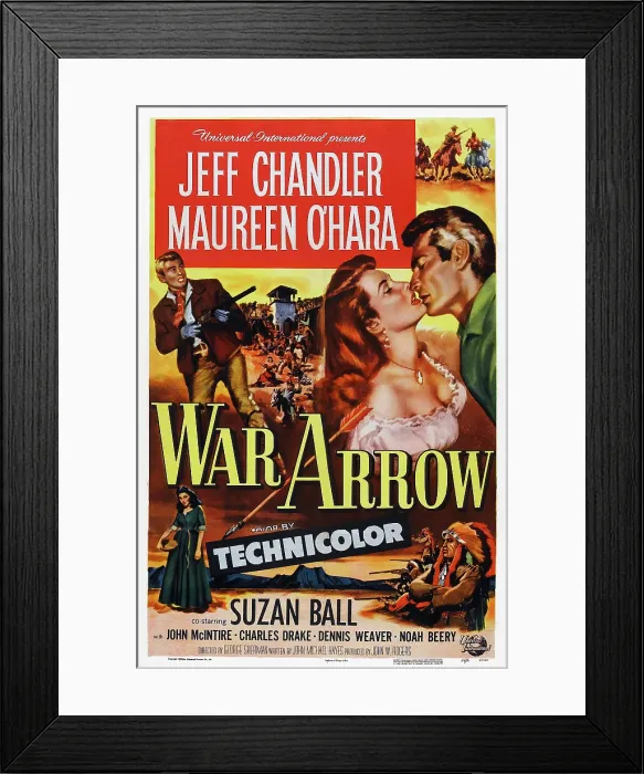 Framed Print : WAR ARROW, US poster, from left: Jeff Chandler, Maureen O'Hara, Jeff Chandler, 1953