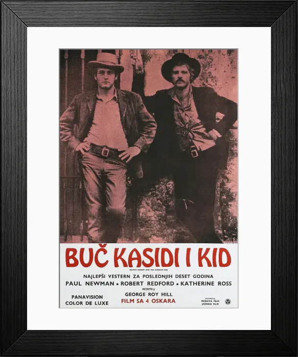 Framed Print : BUTCH CASSIDY AND THE SUNDANCE KID, (aka BUC KASIDI I KID), Yugoslavian poster, from left: Paul Newman, Robert Redford, 1969