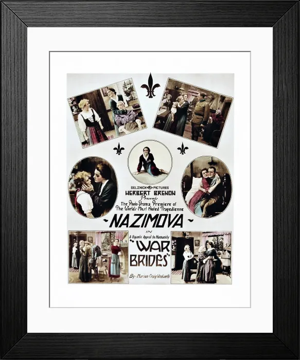 Framed Print : WAR BRIDES, Alla Nazimova in collage on poster art, 1916 Framed Print : WAR BRIDES, Alla Nazimova in collage on poster art, 1916
