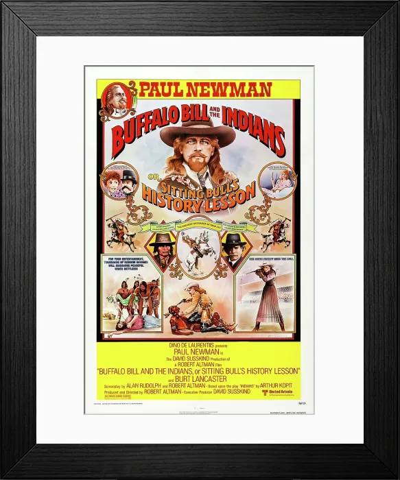 Framed Print : BUFFALO BILL AND THE INDIANS, OR SITTING BULL'S HISTORY LESSON, US poster art, top center: Paul Newman, bottom l-r: Frank Kaquitts, Burt Lancaster