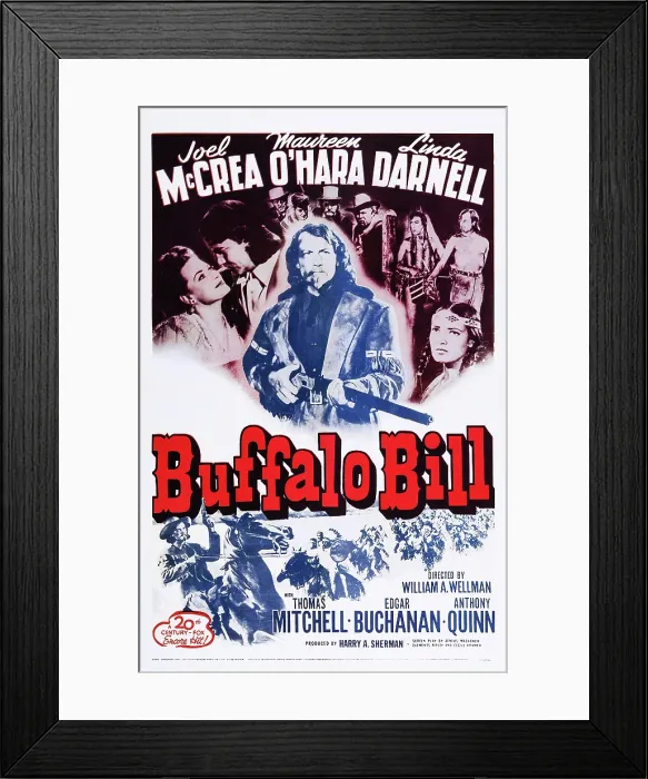 Framed Print : BUFFALO BILL, US poster, top from left: Maureen O'Hara, Joel McCrea (twice), Linda Darnell, 1944, TM & Copyright 20th Century Fox Film Corp. / courtesy Everett Collection