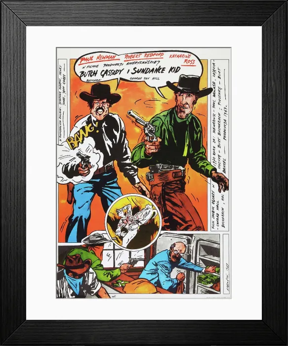 Framed Print : BUTCH CASSIDY AND THE SUNDANCE KID, (aka BUTCH CASSIDY I SUNDANCE KID) Polish poster, from left: Robert Redford, Paul Newman, 1969